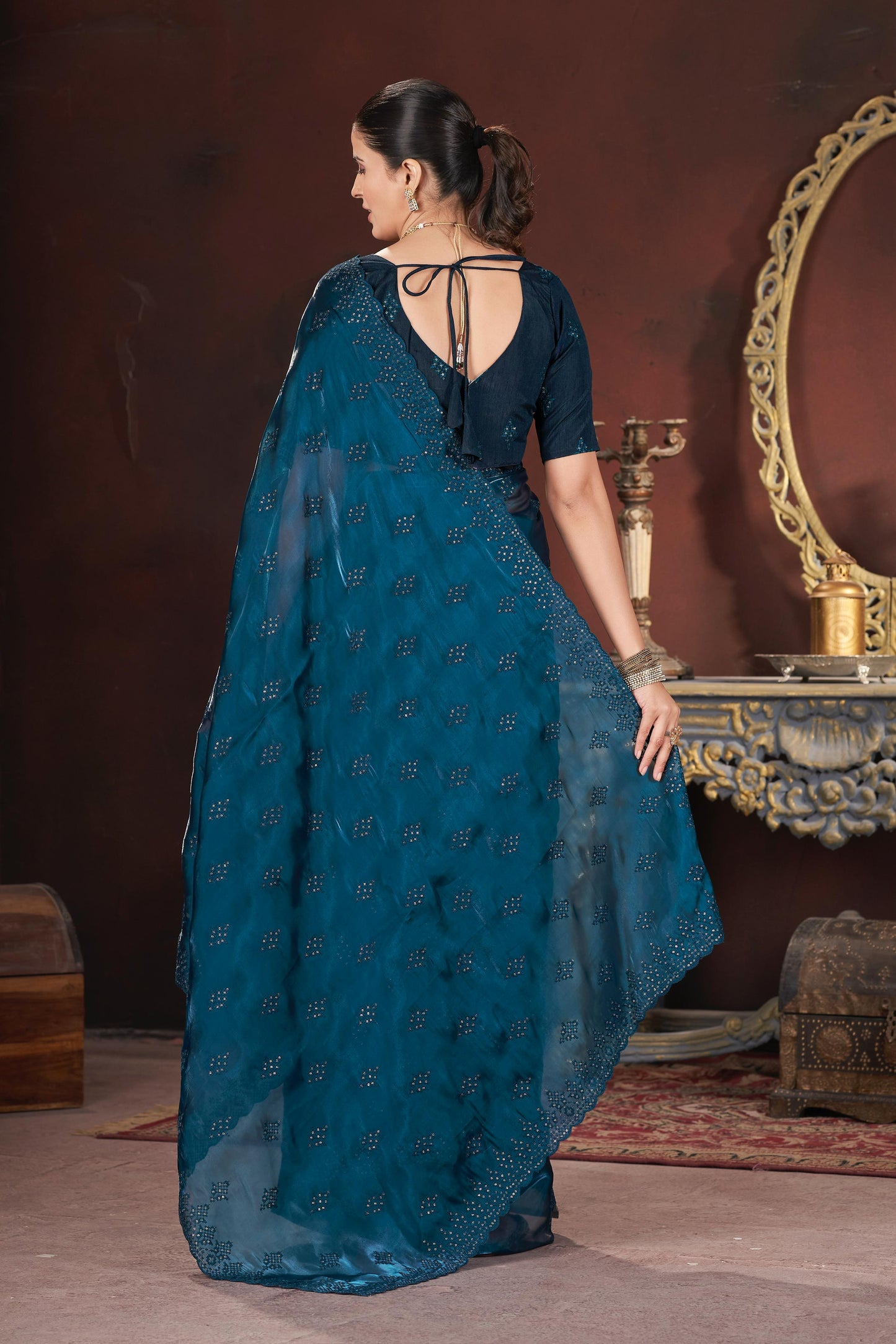 Adorable and Most Beautiful Designer Blue Saree
