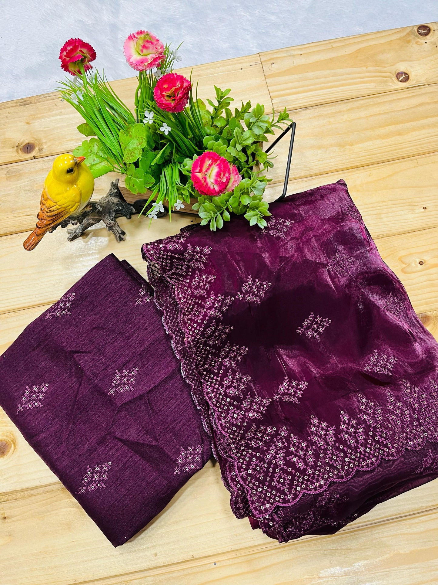 Adorable and Most Beautiful Designer Maroon Saree