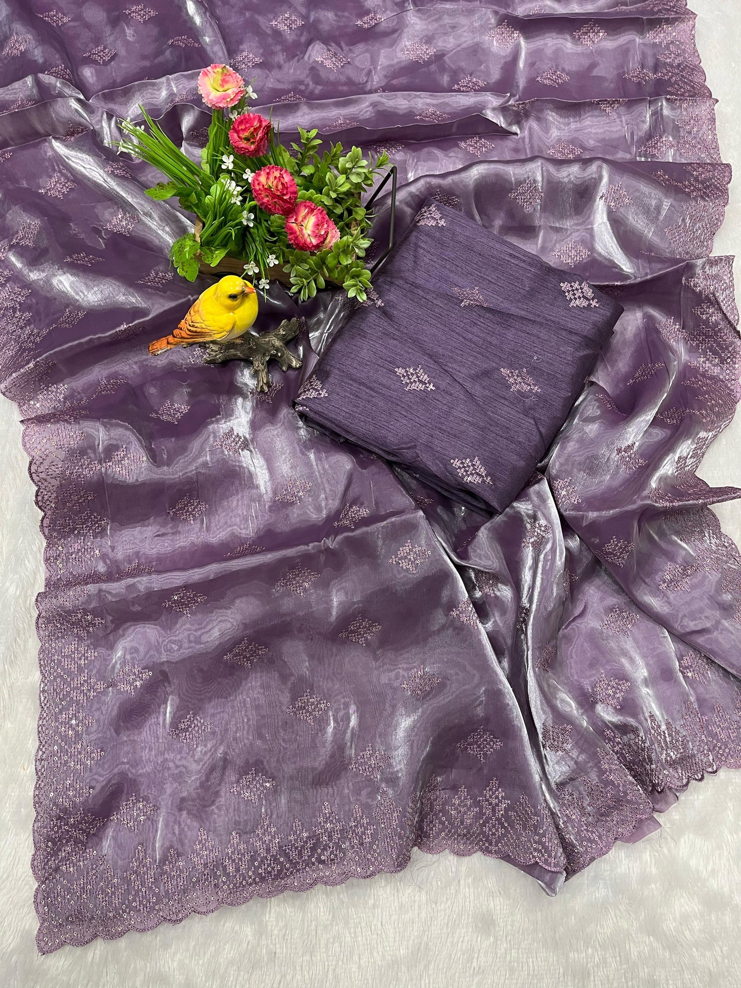 Adorable and Most Beautiful Designer Purple Saree