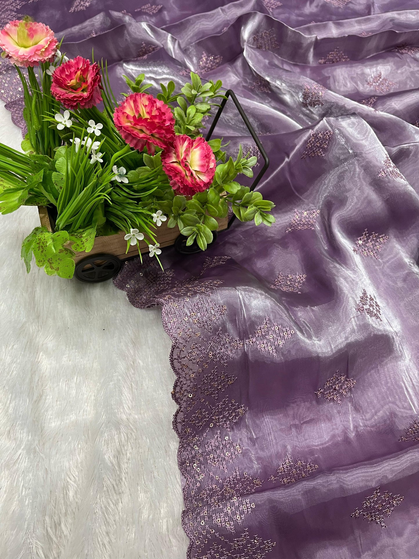 Adorable and Most Beautiful Designer Purple Saree