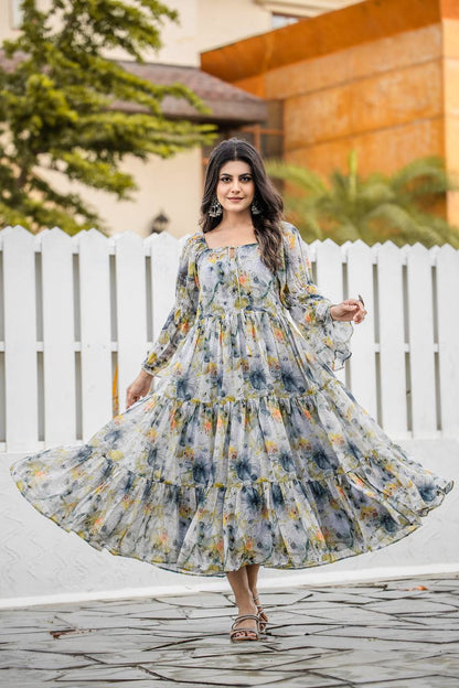Stylish Georgette White Gown – Comfort Meets Style