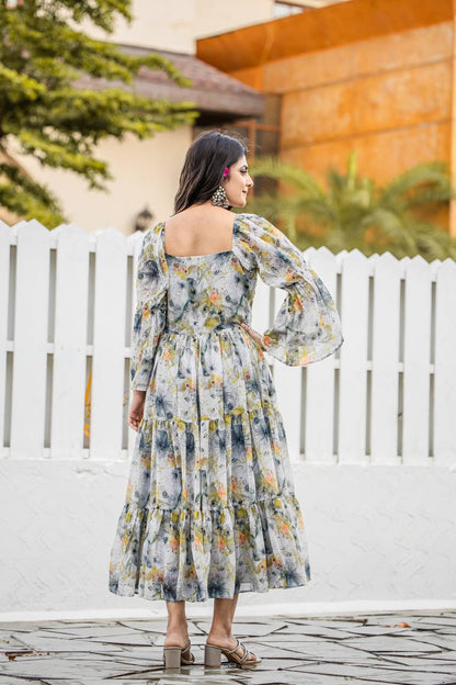 Stylish Georgette White Gown – Comfort Meets Style