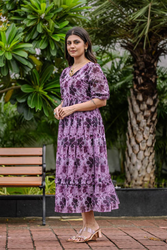 Stylish Georgette Purple Gown – Comfort Meets Style