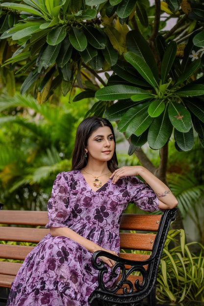 Stylish Georgette Purple Gown – Comfort Meets Style