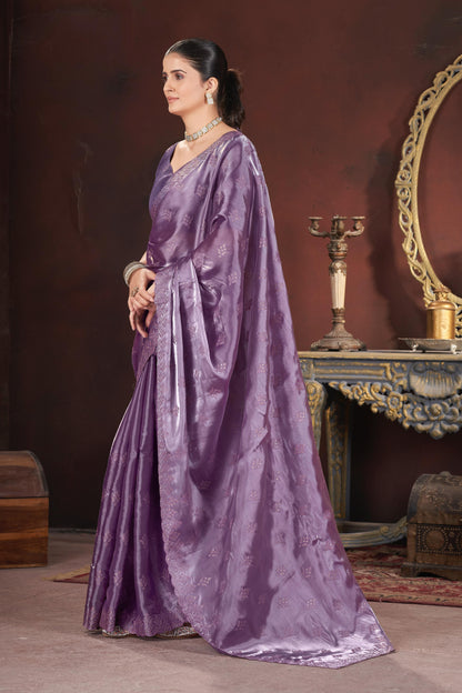 Adorable and Most Beautiful Designer Purple Saree