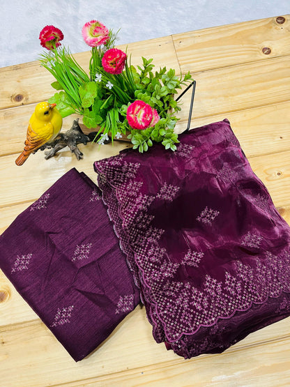 Adorable and Most Beautiful Designer Maroon Saree